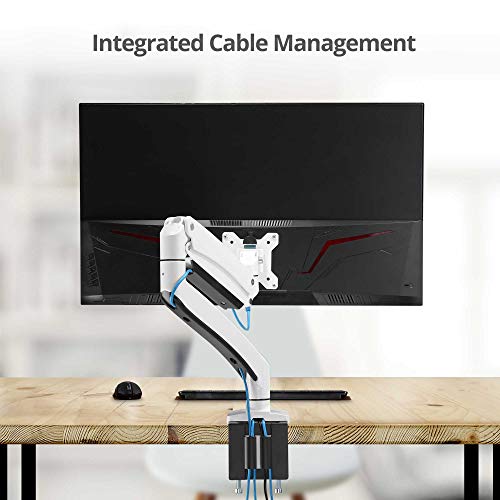 SIIG Single Monitor Desk Mount, 17" to 43", USB 3.0 and Audio Extend Ports, Fits Flat/Curved/Ultrawide Monitor, Load 33 lbs max, VESA 75x75 100x100 200x200, C-Clamp and Grommet Base CE-MT3111-S1