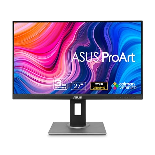 ASUS ProArt Display PA278QV 27” WQHD (2560 x 1440) Monitor, 100% sRGB/Rec. 709 ΔE < 2, IPS, DisplayPort HDMI DVI-D Mini DP, Calman Verified, Anti-Glare - PEGASUSS 