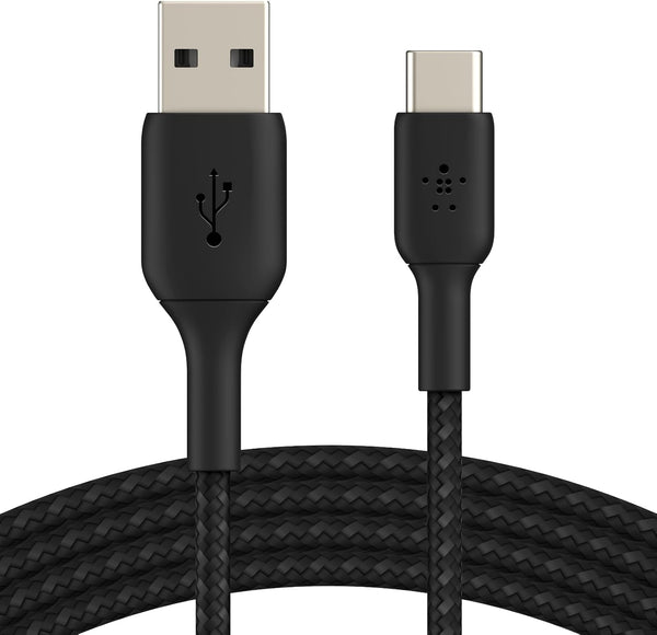 Boostcharge Braided USB-C to USB-A Cord (1M/3.3Ft) for Iphone 16 Series, Samsung Galaxy S24 Series, Note20, Google Pixel 7 & 8, Ipad Pro, Nintendo Switch, & More - Black