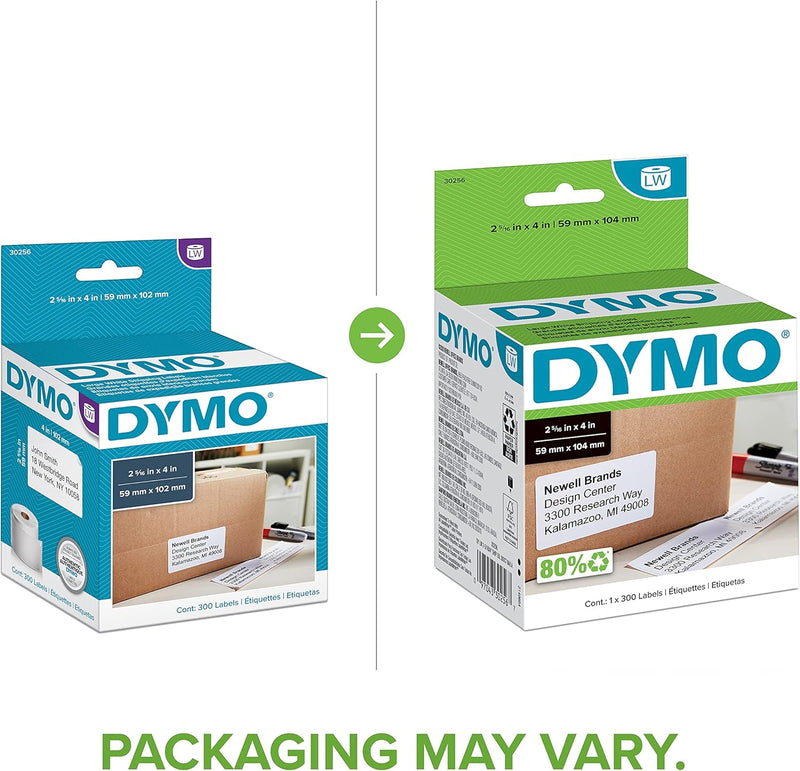 DYMO Authentic LW Large Shipping Labels, DYMO Labels for Labelwriter Label Printers, Print up to 6-Line Addresses, 2-5/16" X 4", 1 Roll of 300