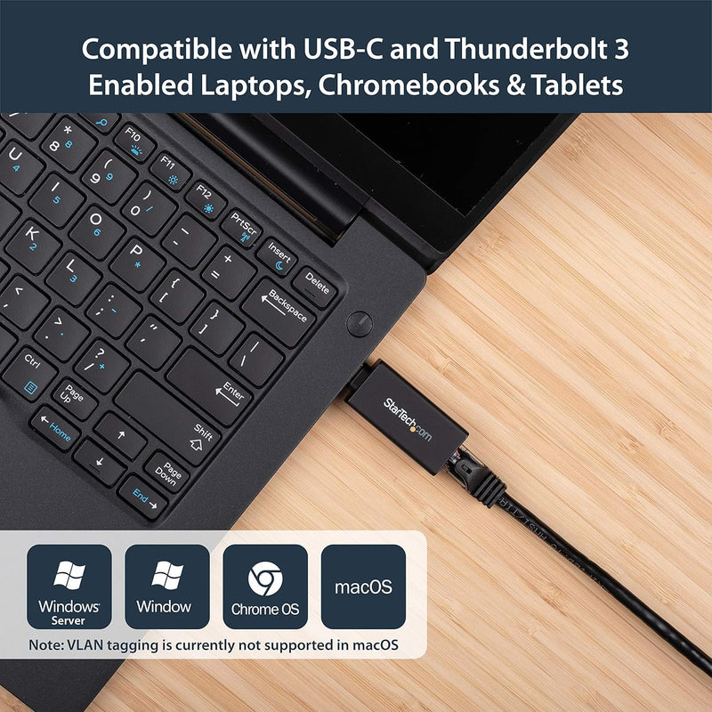 USB C to Gigabit Ethernet Adapter - 1Gbps NIC USB 3.0/USB 3.1 Type C Network Adapter - 1Gbe USB-C to RJ45/LAN Port Thunderbolt 3 Compatible Windows Macbook Pro Chromebook (US1GC30DB)