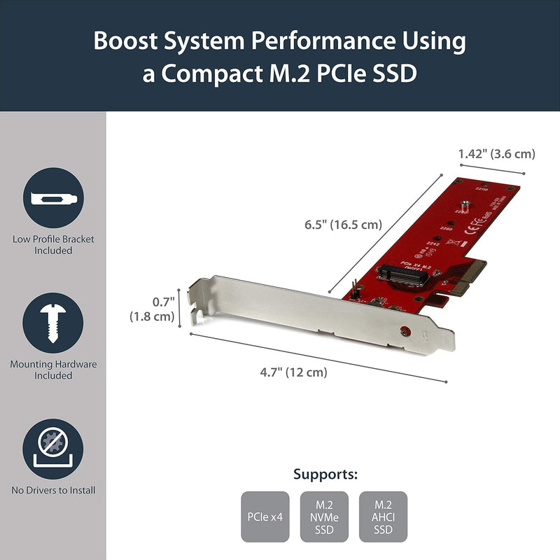 M2 Pcie SSD Adapter - X4 Pcie 3.0 Nvme / AHCI / NGFF / M-Key - Low Profile and Full Profile - SSD Pcie M.2 Adapter (PEX4M2E1)