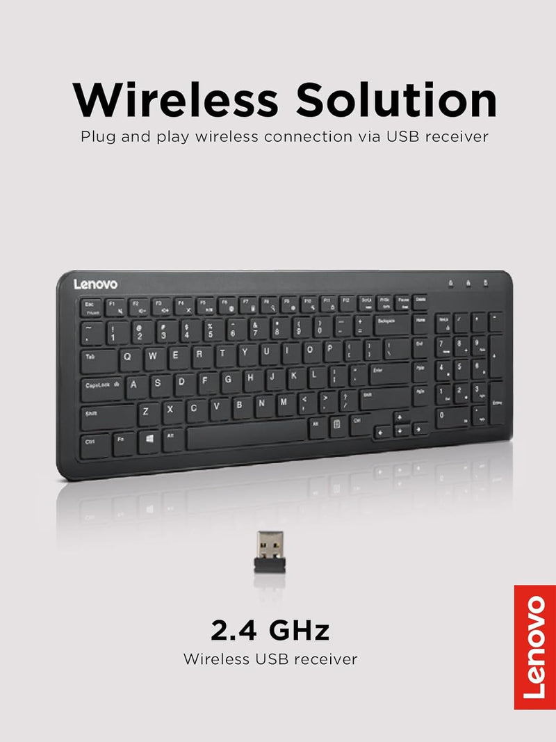 Lenovo 300 Wireless Keyboard, Black