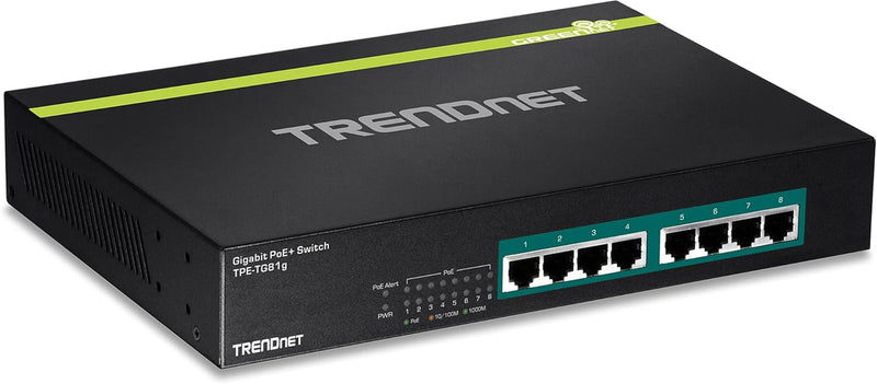 8-Port Gigabit Greennet Poe+ Switch, Tpe-Tg81G, 8 X Gigabit Poe+ Ports, Rack Mountable, up to 30 W per Port with 110 W Total Power Budget, Ethernet Network Switch, Metal, Lifetime Protection 110W Internal Power Switch
