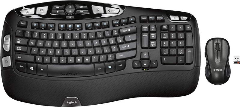 MK550 Wireless Wave Keyboard and Mouse Combo - Includes Keyboard and Mouse Long Battery Life Ergonomic Wave Design - Black