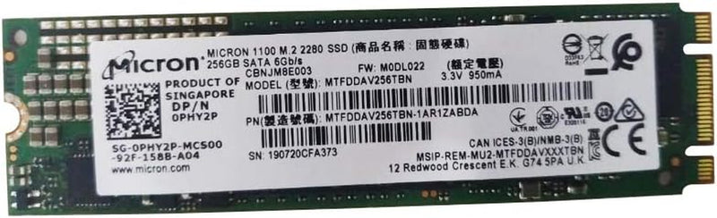 256GB M.2 2280 NGFF SSD (Solid State Drive) 3D NARD TLC SATA III (MTFDDAV256TBN)