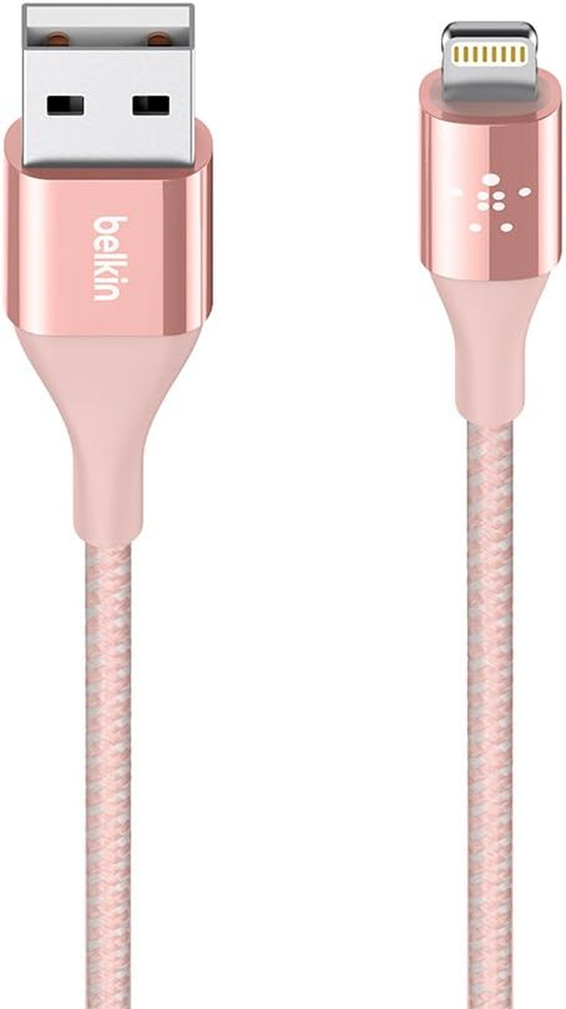 Belkin MIXIT Duratek Lightning to USB Cable - Mfi-Certified Iphone Charging Cable for Iphone 11, 11 Pro, 11 Pro Max, XS, XS Max, XR, X, 8/8 plus and More (4Ft/1.2M), Rose Gold