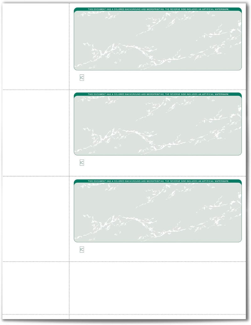 Versacheck Secure Checks - 750 Blank Business or Personal Wallet Checks - Green Prestige - 250 Sheets Form