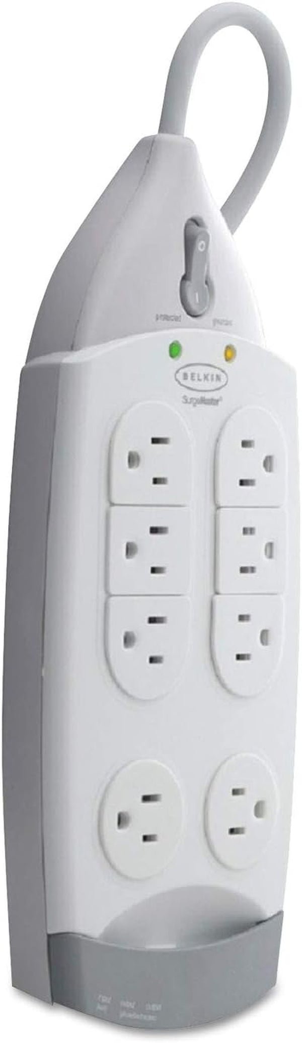 7-Outlet Surgemaster Home Series Power Strip Surge Protector with 12Ft Cord, 1060 Joules, White