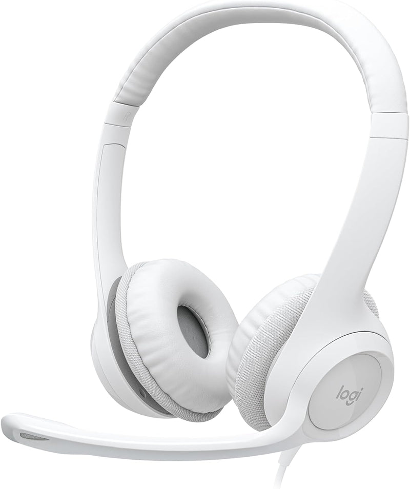 H390 Wired Headset for Pc/Laptop, Stereo Headphones with Noise Cancelling Microphone, USB-A, In-Line Controls for Video Meetings, Music, Gaming and beyond - off White