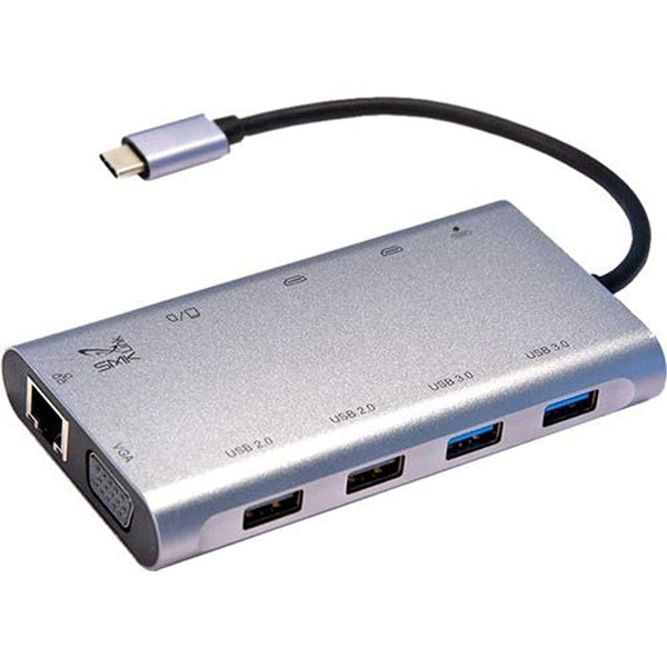 SMK-Link USB-C 100W Mini Docking Station with Multi-Stream Triple Video - for Notebook - 100 W - USB 3.1 Type C - 5 x USB Ports - Network (RJ-45) - HDMI - VGA - Wired (VP6950) - PEGASUSS 