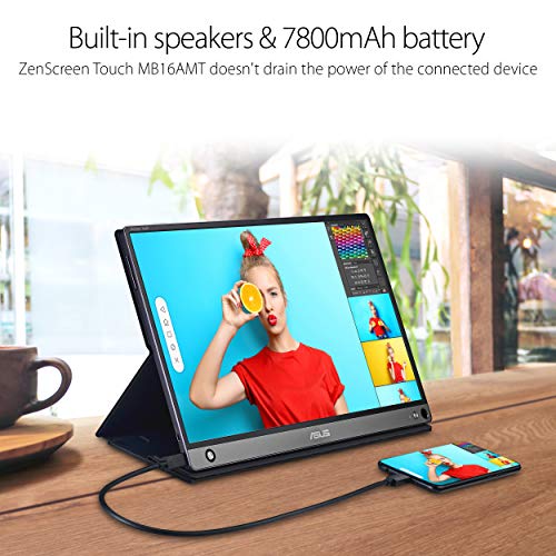 ASUS ZenScreen 15.6” 1080P Portable USB Monitor (MB16AHP) - Full HD, IPS, Eye Care, Micro HDMI, USB Type-C, Speakers, Built-in Battery, External Screen for Laptop - PEGASUSS 