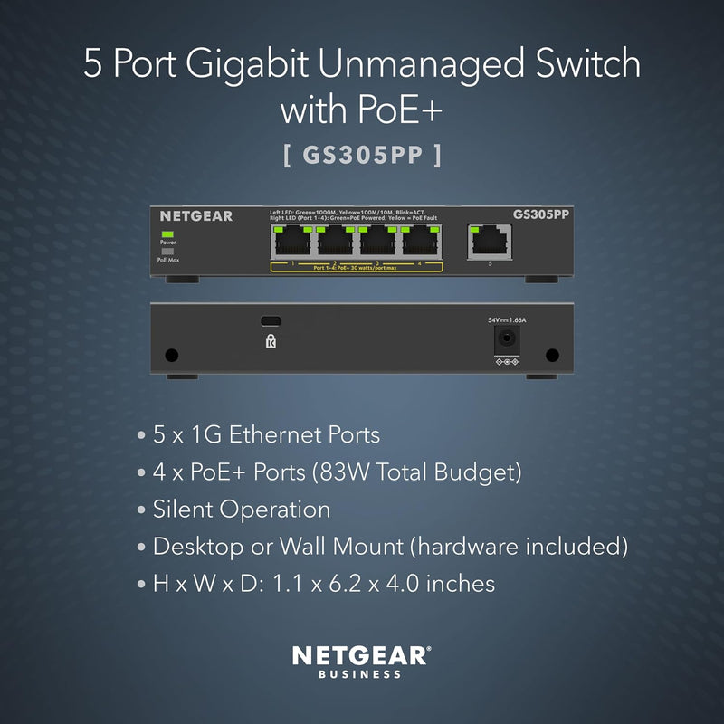5-Port Gigabit Ethernet Poe+ Unmanaged Switch (GS305PP)