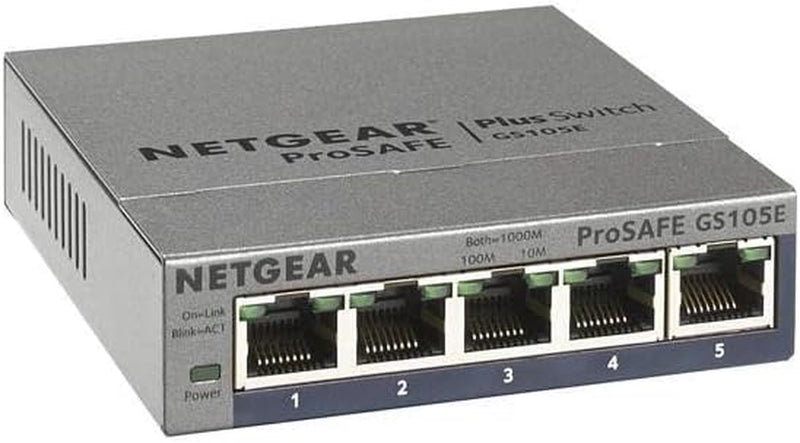 5-Port Gigabit Ethernet plus Switch (Gs105Ev2) - Managed, Desktop or Wall Mount, and Limited Lifetime Protection