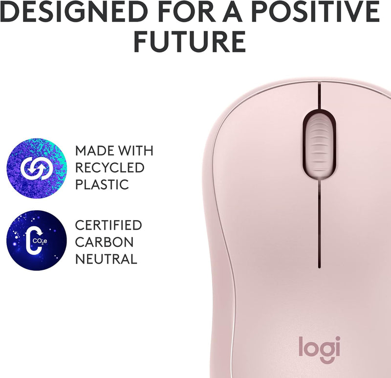 Logitech M240 Silent Bluetooth Mouse, Wireless, Compact, Portable, Smooth Tracking, 18-Month Battery, for Windows, Macos, Chromeos, Compatible with PC, Mac, Laptop, Tablets - Rose