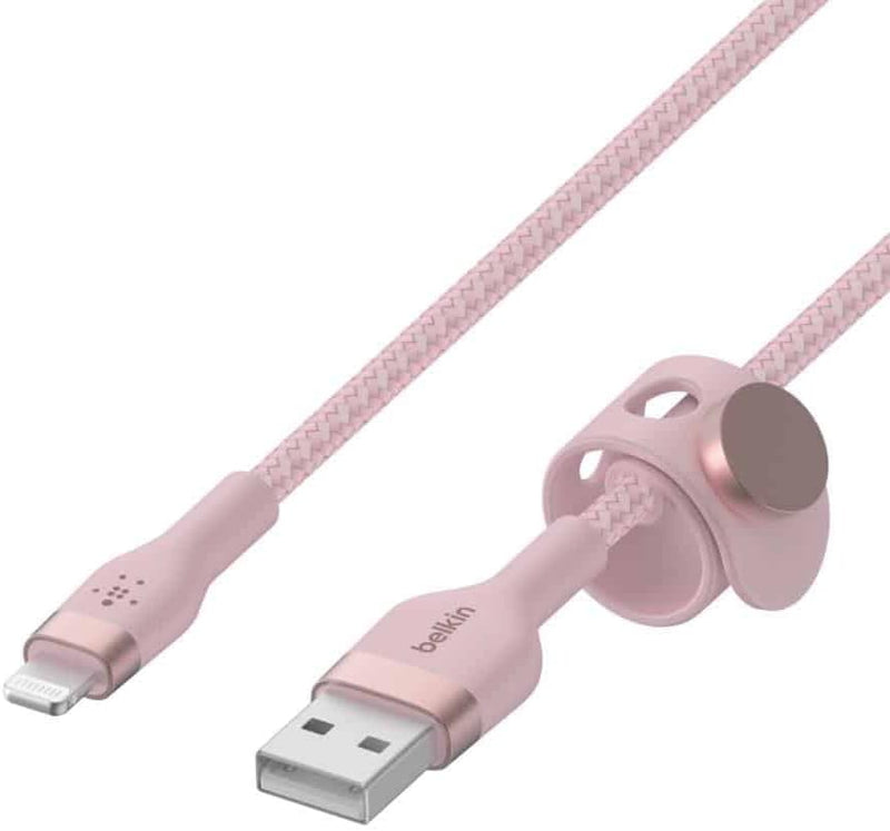 Boostcharge Pro Flex Braided USB Type a to Lightning Cable (2M/6.6FT), Mfi Certified Charging Cable for Iphone 14, 13, 12, 11, Pro, Max, Mini, SE, Ipad and More - Pink