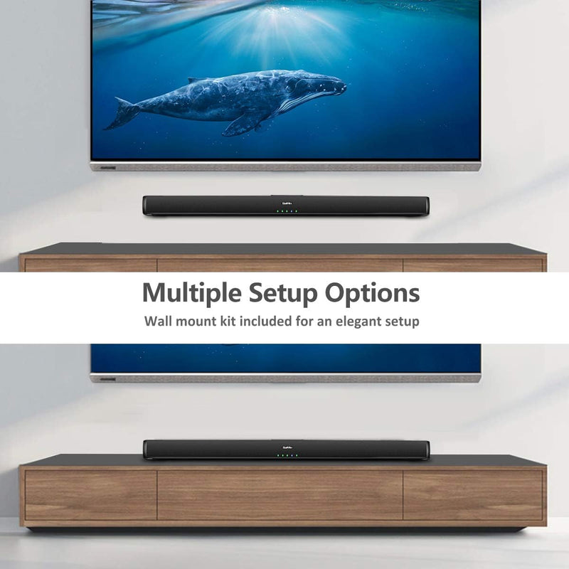 Sound Bars for TV, Wired and Wireless Bluetooth 5.0 TV Stereo Speakers Soundbar 32’’ Home Theater Surround Sound System Optical/Coaxial/Rca Connection, Wall Mountable