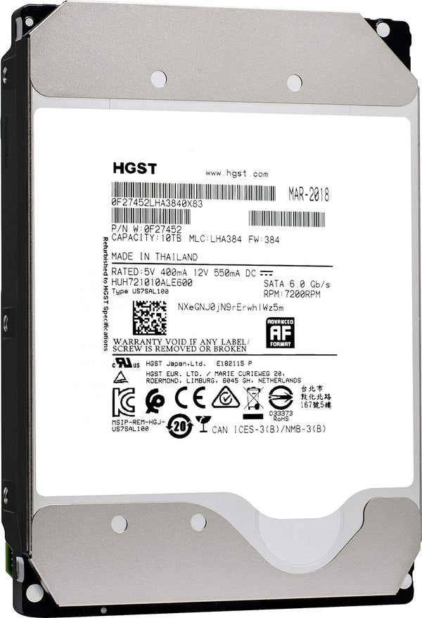 Ultrastar He10 | HUH721010ALE600 | 0F27452 | 512E | 10TB SATA 6.0Gb/S 7200 RPM 256MB Cache 3.5-Inch | Enterprise Hard Drive HDD (Renewed)