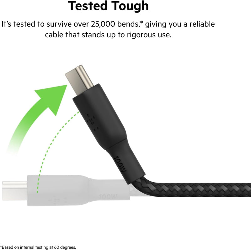 USB-C to USB-C Cable, Boostcharge Braided Power Cable (3M/10Ft), Fast Charging Cable W/ 100W Power Delivery, USB-IF Certified for Iphone 16, Macbook, Chromebook, Galaxy & More - Black