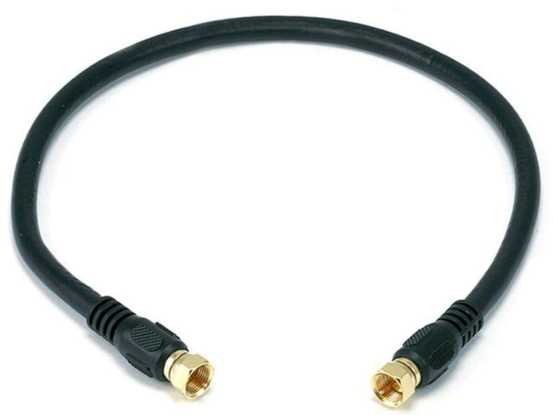 RG6 Quad Shield CL2 Coaxial Cable with F Type Connector for Television, 1.5Ft