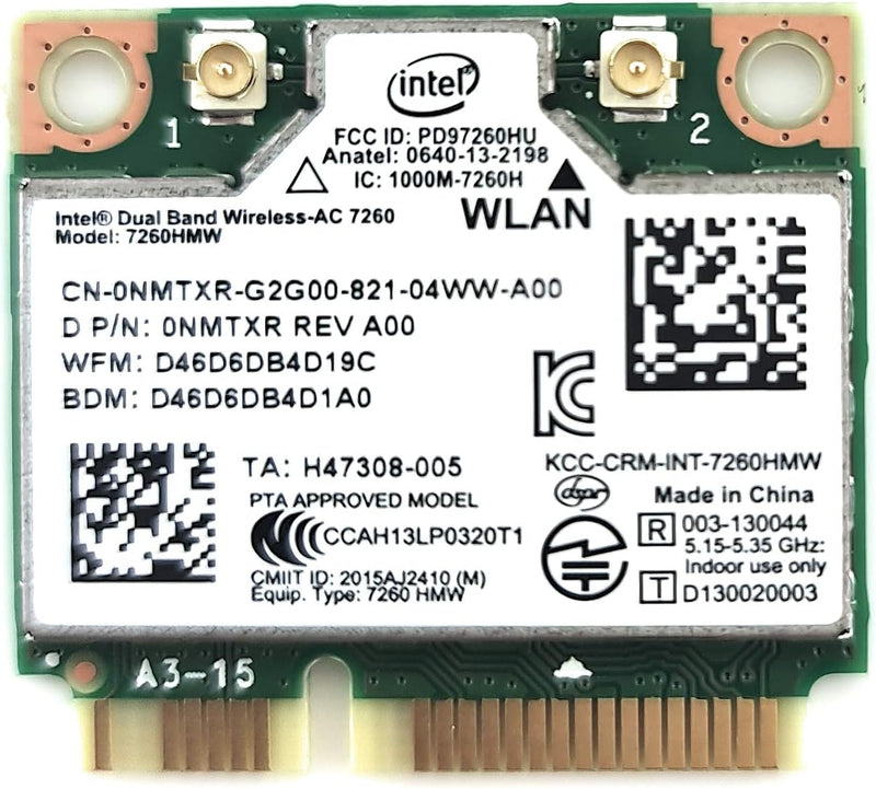 7260.HMW Dual Band Wireless-Ac 7260 Network Adapter PCI Express Half Mini Card 802.11 B/A/G/N/Ac