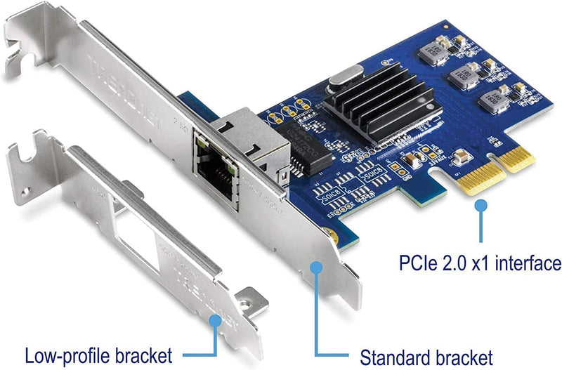 2.5Gbase-T Pcie Network Adapter, TEG-25GECTX, Converts a Pcle Slot into a 2.5G Ethernet Port, 802.1Q VLAN Tagging, Standard & Low-Profile Brackets Included, Windows Support, 9KB Jumbo Frames