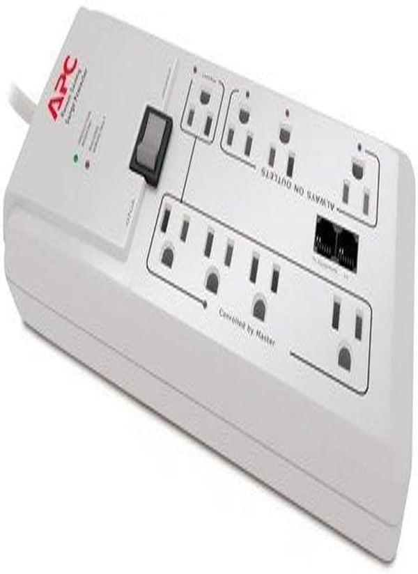 P8GT 8 Outlets 120V Power-Saving Home/Office Surgearrest with Phone Protection White, 9.1 X 14.0 X 1.5