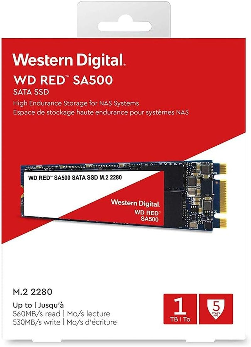 1TB WD Red SA500 NAS 3D NAND Internal SSD - SATA III 6 Gb/S, M.2 2280, up to 560 Mb/S - WDS100T1R0B