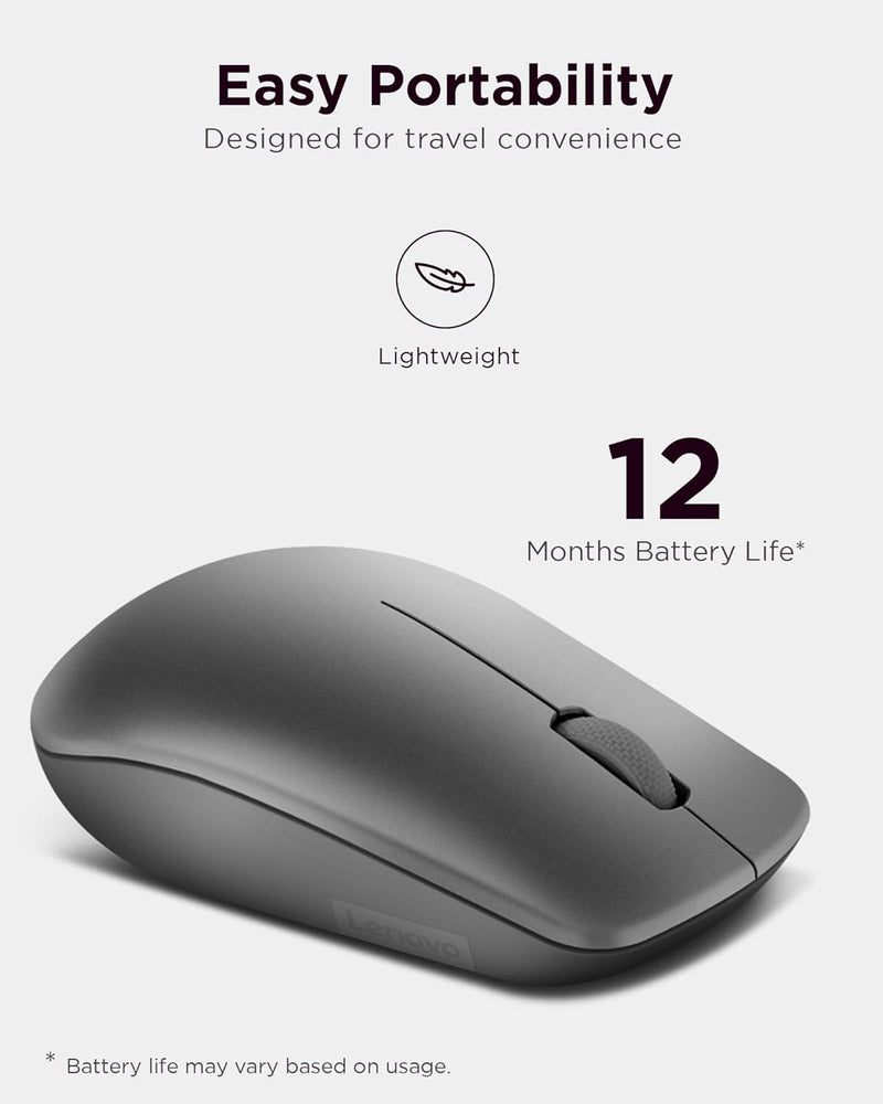 530 Full Size Wireless Computer Mouse for PC, Laptop, Computer with Windows - 2.4 Ghz Nano USB Receiver - Ambidextrous Design - 12 Months Battery Life - Graphite Grey