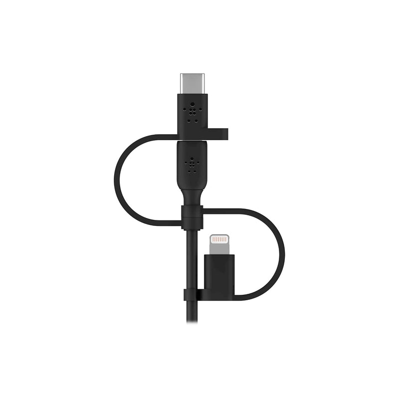 3-In-1 Universal USB-A Cable - USB-C Cable, Lightning Cable, Micro-Usb - Charging Cord Boost Charge Charger Designed for Apple Iphones & Ipads, Galaxy, Tablet, Smartphone - Black 3.3 Feet