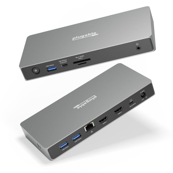 Plugable USB C Docking Station Dual Monitor, 11-in-1, USB4 100W Laptop Charging Dock for Windows and Thunderbolt, 4K HDMI 2.1 up to 120Hz, 2.5Gbps Ethernet, SD Reader, 20W USB-C Charging - Driverless - PEGASUSS 