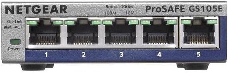 5-Port Gigabit Ethernet plus Switch (Gs105Ev2) - Managed, Desktop or Wall Mount, and Limited Lifetime Protection