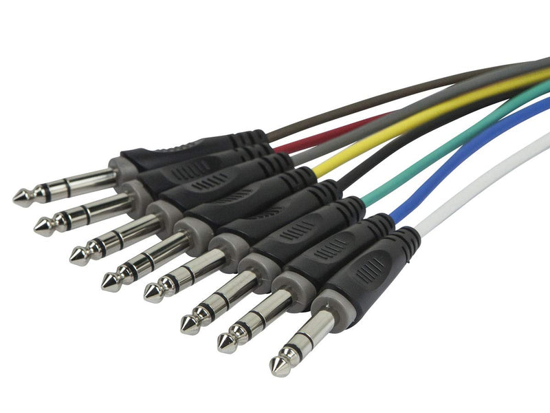 8-Channel 1/4-Inch TS Male to 1/4-Inch TS Male Snake Cable - 6 Feet, 26AWG, 8 Balanced Mono and Unbalanced Stereo Lines