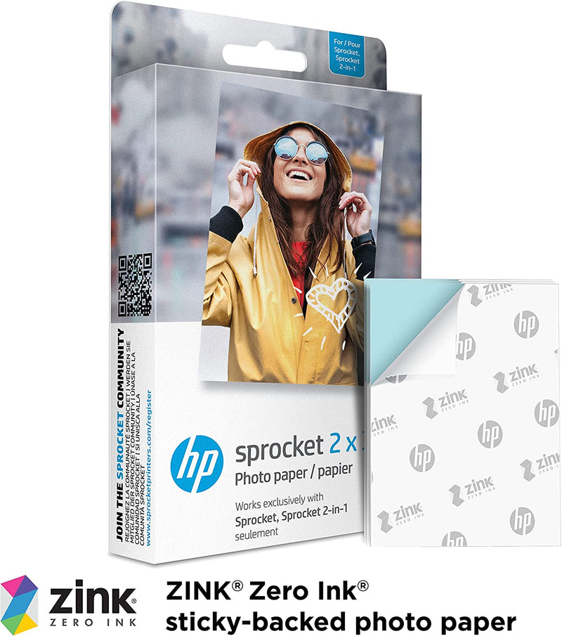 Sprocket 2X3" Premium Zink Sticky Back Photo Paper (50 Sheets) Compatible with  Sprocket Photo Printers