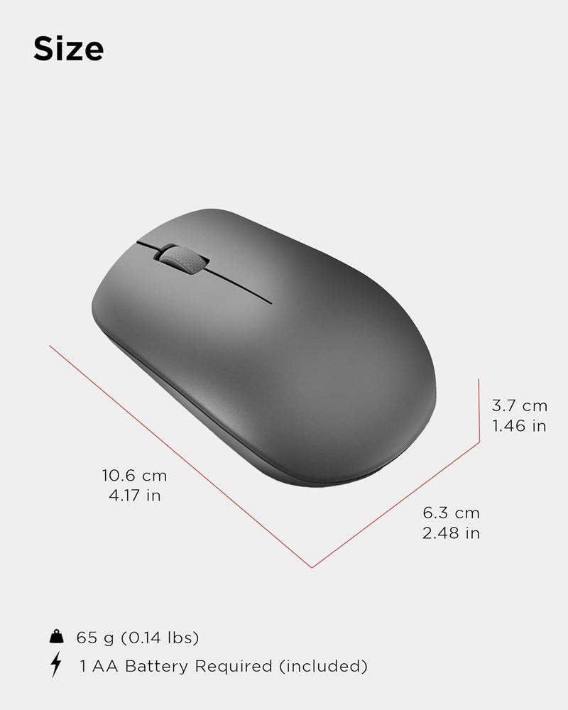 530 Full Size Wireless Computer Mouse for PC, Laptop, Computer with Windows - 2.4 Ghz Nano USB Receiver - Ambidextrous Design - 12 Months Battery Life - Graphite Grey