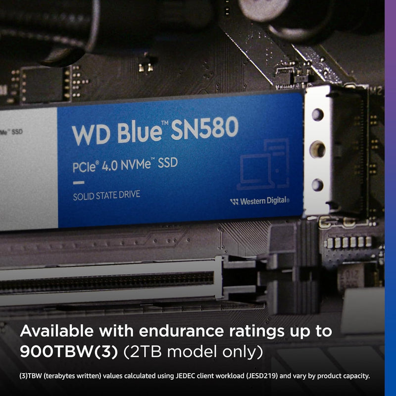 250GB WD Blue SN580 Nvme Internal Solid State Drive SSD - Gen4 X4 Pcie 16Gb/S, M.2 2280, up to 4,000 Mb/S - WDS250G3B0E