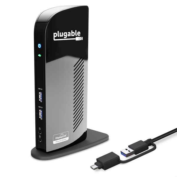 Plugable Laptop Docking Station Dual Monitor for USB-C or USB 3.0, Compatible with Windows and Mac, (Dual HDMI, 6X USB Ports, Gigabit Ethernet, Audio) - PEGASUSS 