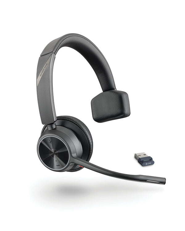 Plantronics Poly - Voyager 4310 UC Wireless Headset Single-Ear Headset with Boom Mic - Connect to PC/Mac via USB-A Bluetooth Adapter, Cell Phone via Bluetooth - Works with Teams, Zoom & More
