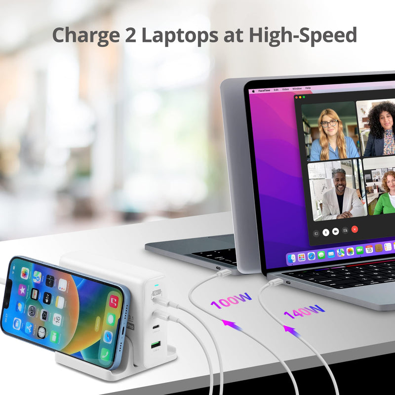 SIIG 240W USB-C 4-Port PD GaN Charger, 3C1A, PD 3.1/ QC 3.0 Fast Charging for MacBook Pro/Air iPad iPhone 14 Plus 13 12 Pro Max Samsung Galaxy Note 20 S22 Pixel and More (AC-PW1X11-S1)