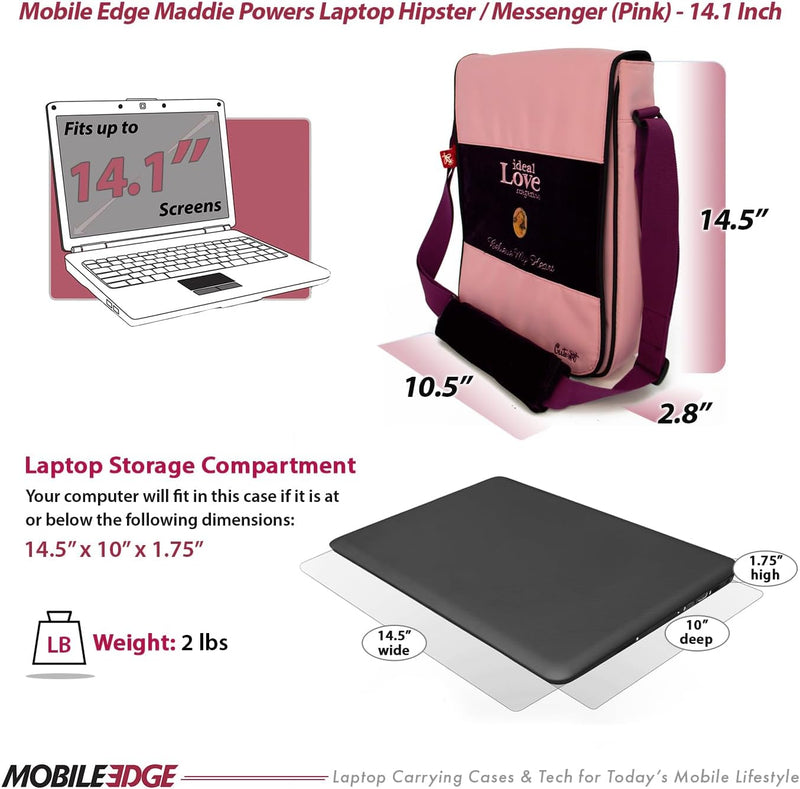 Mobile Edge Cutebug Hipster Messenger Bag for Women - 14.1-Inch Pc/15-Inch Compatible with Macbook