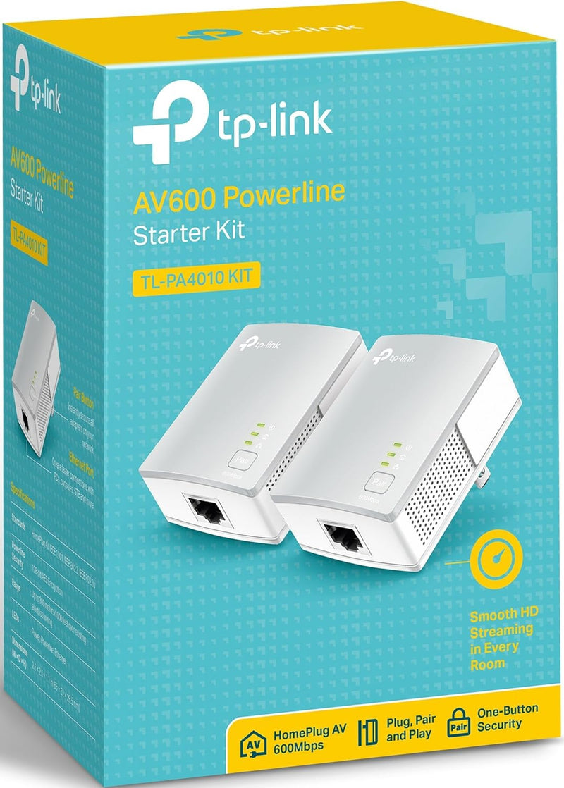 TL-PA4010KIT AV600 Nano Powerline Adapter Starter Kit, up to 500Mbps(Renewed)