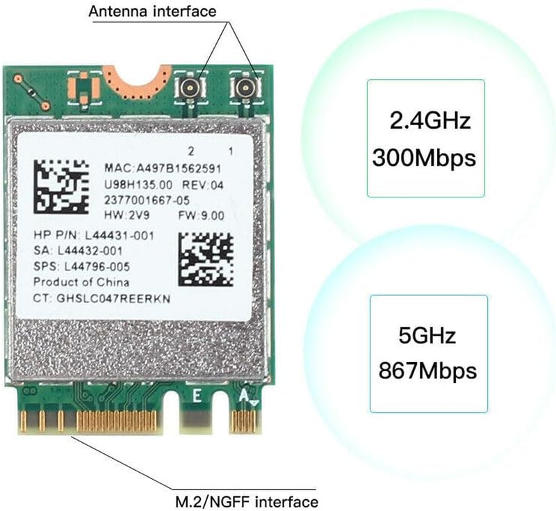 Wireless Card RTL 8822CE 802.11Ac/Abgn Pcie WLAN with Bluetooth 5.0 (Made_By_Realtek)