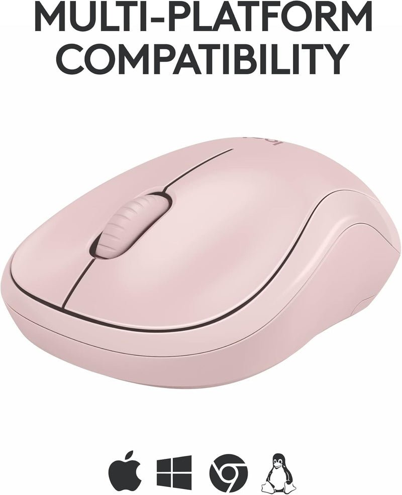 Logitech M240 Silent Bluetooth Mouse, Wireless, Compact, Portable, Smooth Tracking, 18-Month Battery, for Windows, Macos, Chromeos, Compatible with PC, Mac, Laptop, Tablets - Rose