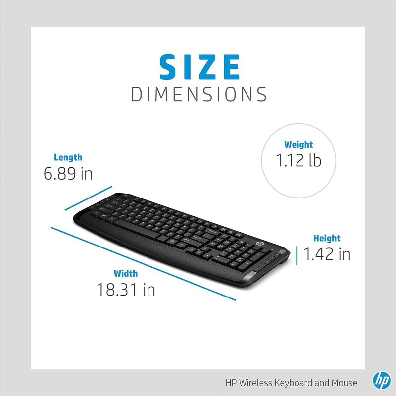 Wireless Keyboard and Mouse Combo, 2.4 Ghz Wireless Connection, 12 Keyboard Shortcuts, Ten Hotkeys, Single USB Nano Receiver, Ultra-Precise Mouse, Ideal for Office Work, Black (2024 Latest Model)