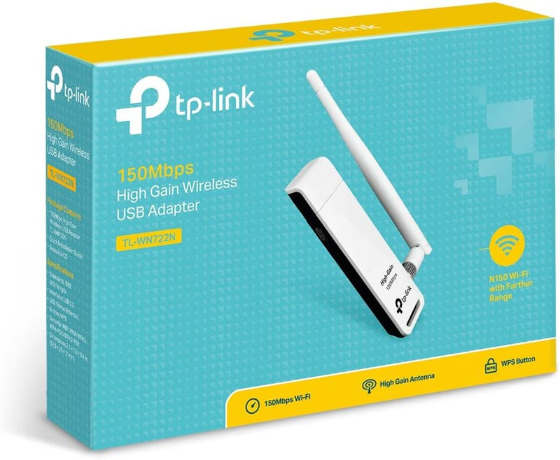 Tp-Link Nano USB Wifi Dongle 150Mbps High Gain Wireless Network Adapter for PC Desktop and Laptops. Supports Win10/8.1/8/7/Xp Linux 2.6.18-4.4.3, Mac OS 10.9-10.15 (TL-WN722N)