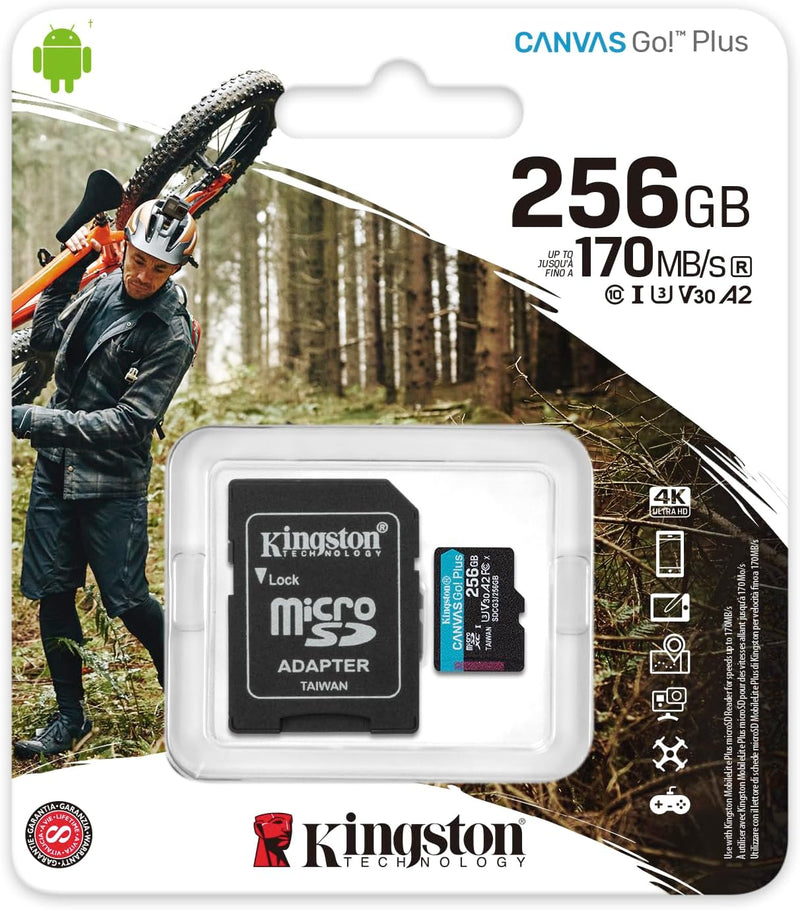 256GB Canvas Go plus Microsdxc Card | up to 170Mb/S | UHS-I, C10, U3, V30, A2/A1 | with Adapter | SDCG3/256GB