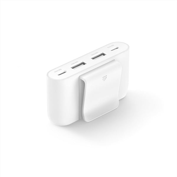 Boostcharge 4-Port USB Power Extender for Apple Iphone, Ipad, Samsung Galaxy - Compatible W/Usb-C & USB-A Connections - White