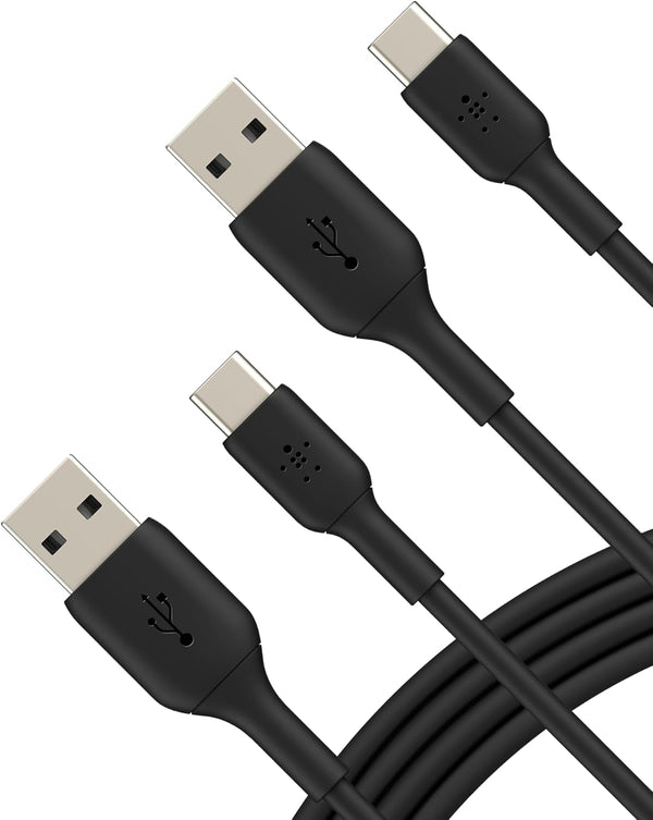 Boostcharge USB-C Cable (6.6Ft/2M), USB-C to USB-A Cable, USB Type-C Cable for Iphone 16 Series, Samsung Galaxy S24, S23, Note20, Pixel 9, Ipad Pro, Nintendo Switch, & More - Black (2-Pack)