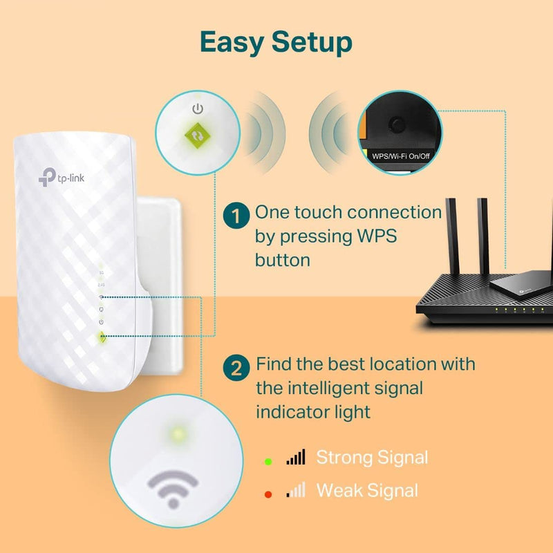 Wifi Extender with Ethernet Port, Dual Band 5Ghz/2.4Ghz , up to 44% More Bandwidth than Single Band, Covers up to 1200 Sq.Ft and 30 Devices, Signal Booster Amplifier Supports Onemesh (RE220)