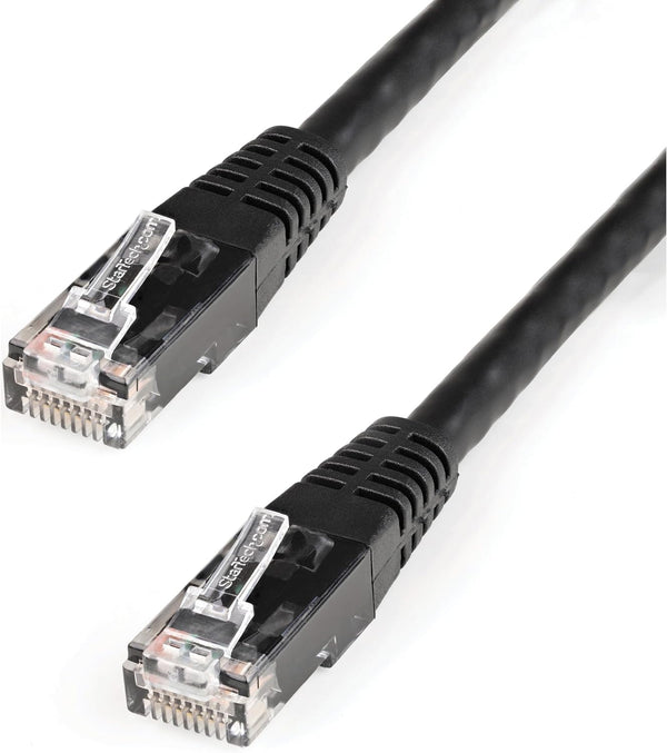 100Ft CAT6 Ethernet Cable - Black CAT 6 Gigabit Ethernet Wire -650Mhz 100W Poe++ RJ45 UTP Molded Category 6 Network/Patch Cord W/Strain Relief/Fluke Tested UL/TIA Certified (C6PATCH100BK)